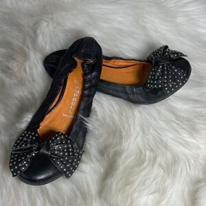 Jeffrey Campbell Haley Stud Black Leather Ballet Flats Sz 6.5